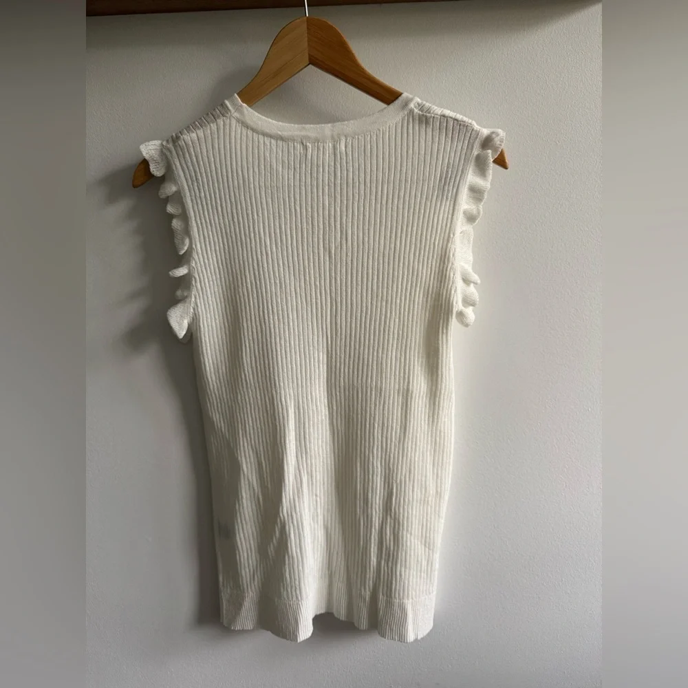 White Ruffle Sleeve Top - Picture 2 of 3